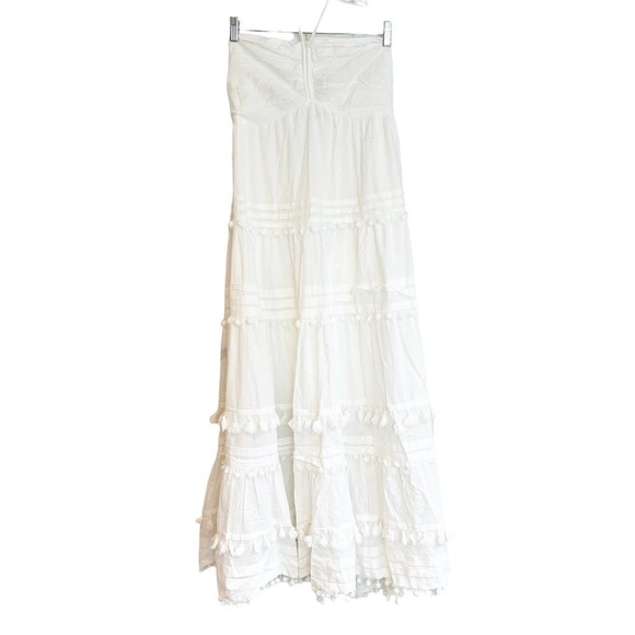 INTERMIX BEACHCLUB Lydia Halter Pompom Organic Cotton Maxi Dress Size L NWOT - Picture 10 of 10
